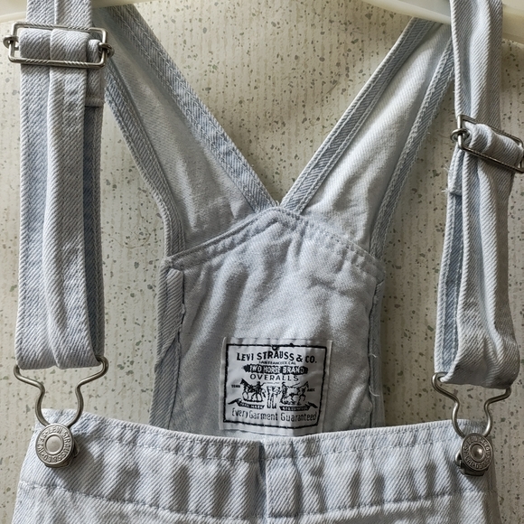 Levi's Denim Overalls Medium Light Wash Denim Two Horse Brand Clean - Picture 8 of 16